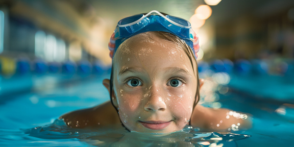 young swimmer looking at camera